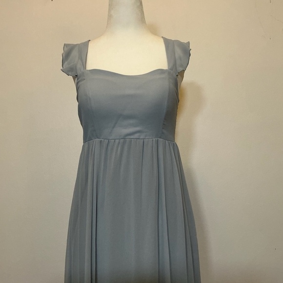 Show Me Your Mumu Blue Chiffon Maxi Dress Size Medium Made in USA - Picture 3 of 11